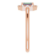 14K Rose Lab-Grown Alexandrite & 1/8 CTW Natural Diamond French-Set Halo-Style Ring