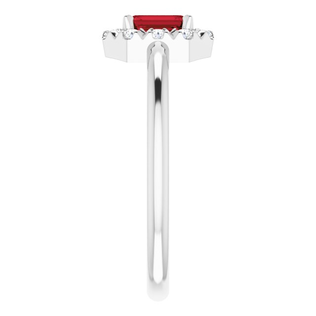 Sterling Silver Natural Mozambique Garnet & 1/8 CTW Natural Diamond French-Set Halo-Style Ring