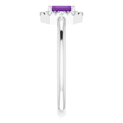 Sterling Silver Natural Amethyst & 1/8 CTW Natural Diamond French-Set Halo-Style Ring