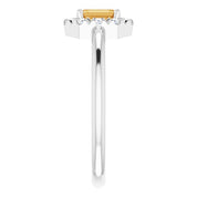 14K White Natural Citrine & 1/8 CTW Natural Diamond French-Set Halo-Style Ring