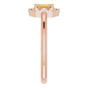 14K Rose Natural Citrine & 1/8 CTW Natural Diamond French-Set Halo-Style Ring