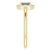 14K Yellow Lab-Grown Alexandrite & 1/8 CTW Natural Diamond French-Set Halo-Style Ring