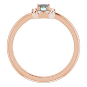 14K Rose Lab-Grown Alexandrite & 1/8 CTW Natural Diamond French-Set Halo-Style Ring