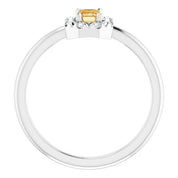 14K White Natural Citrine & 1/8 CTW Natural Diamond French-Set Halo-Style Ring