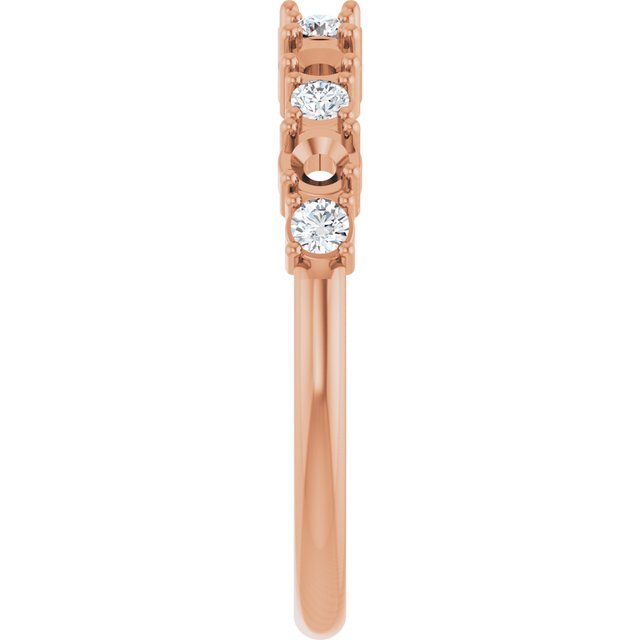 14K Rose 5-Stone 1/5 CTW Natural Diamond Semi-Set Family Stackable Ring