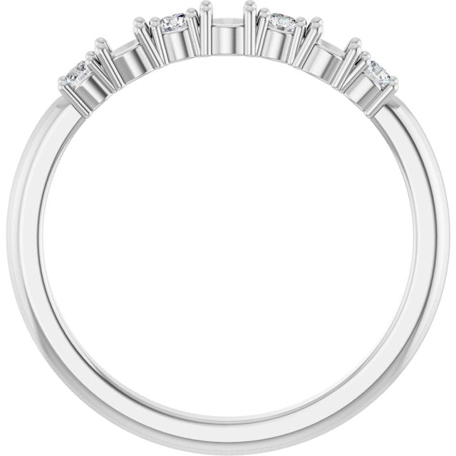 Sterling Silver 3-Stone 1/8 CTW Natural Diamond Semi-Set Family Stackable Ring