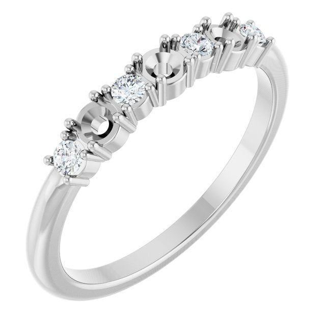 Sterling Silver 3-Stone 1/8 CTW Natural Diamond Semi-Set Family Stackable Ring