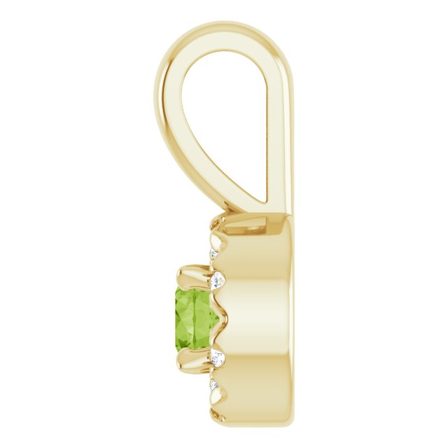 14K Yellow 3 mm Natural Peridot & .03 CTW Natural Diamond Halo-Style Pendant