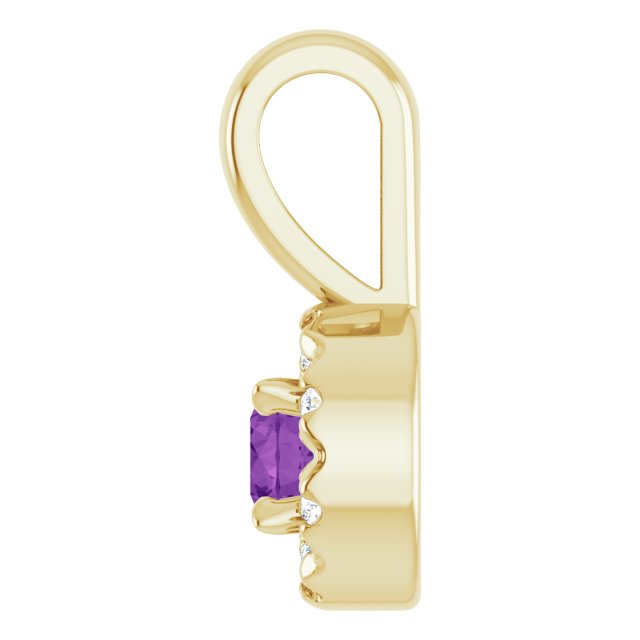 14K Yellow 3 mm Natural Amethyst & .03 CTW Natural Diamond Halo-Style Pendant