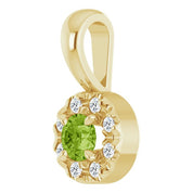 14K Yellow 3 mm Natural Peridot & .03 CTW Natural Diamond Halo-Style Pendant