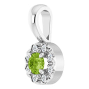 14K White 3 mm Natural Peridot & .03 CTW Natural Diamond Halo-Style Pendant