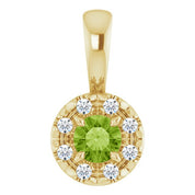 14K Yellow 3 mm Natural Peridot & .03 CTW Natural Diamond Halo-Style Pendant