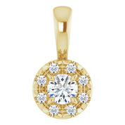 14K Yellow 3 mm Natural White Sapphire & .03 CTW Natural Diamond Halo-Style Pendant