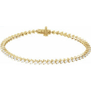 14k Diamond Three Prong Tennis Bracelet 7 1/4" Line Length