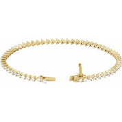 14k Diamond Three Prong Tennis Bracelet 7 1/4" Line Length