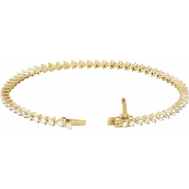 14k Diamond Three Prong Tennis Bracelet 7 1/4" Line Length