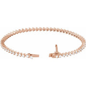14k Diamond Three Prong Tennis Bracelet 7 1/4" Line Length