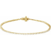 14k Diamond Three Prong Tennis Bracelet 7 1/4" Line Length