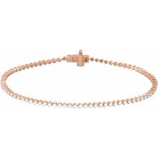 14k Diamond Three Prong Tennis Bracelet 7 1/4" Line Length