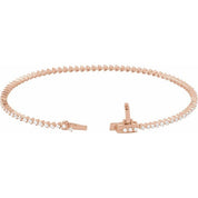 14k Diamond Three Prong Tennis Bracelet 7 1/4" Line Length