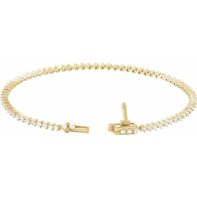 14k Diamond Three Prong Tennis Bracelet 7 1/4" Line Length