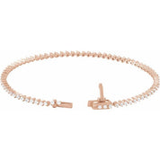 14k Diamond Three Prong Tennis Bracelet 7 1/4" Line Length