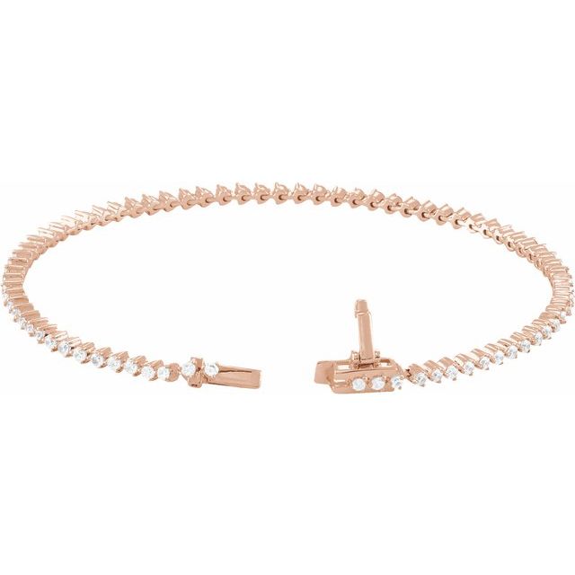 14k Diamond Three Prong Tennis Bracelet 7 1/4" Line Length