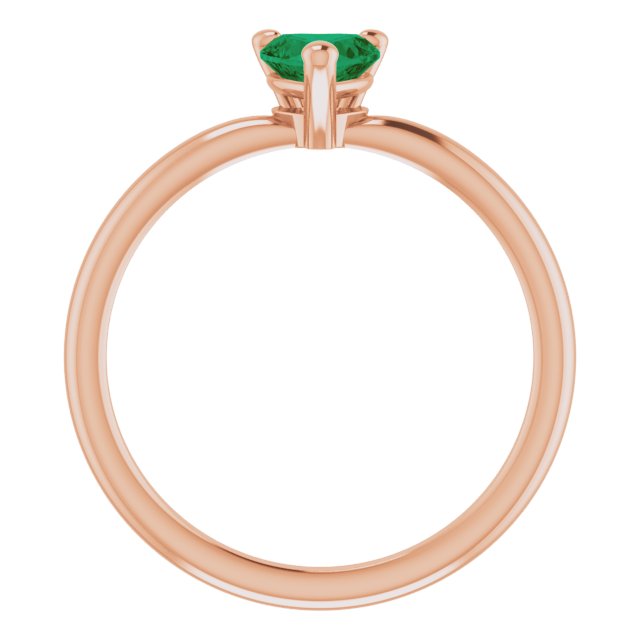 14K Rose Lab-Grown Emerald Heart Solitaire Ring