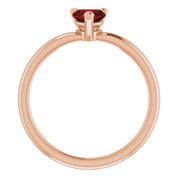 14K Rose Natural Mozambique Garnet Heart Solitaire Ring