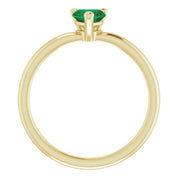 14K Yellow Lab-Grown Emerald Heart Solitaire Ring