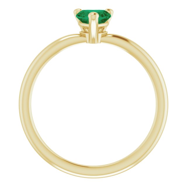 14K Yellow Lab-Grown Emerald Heart Solitaire Ring