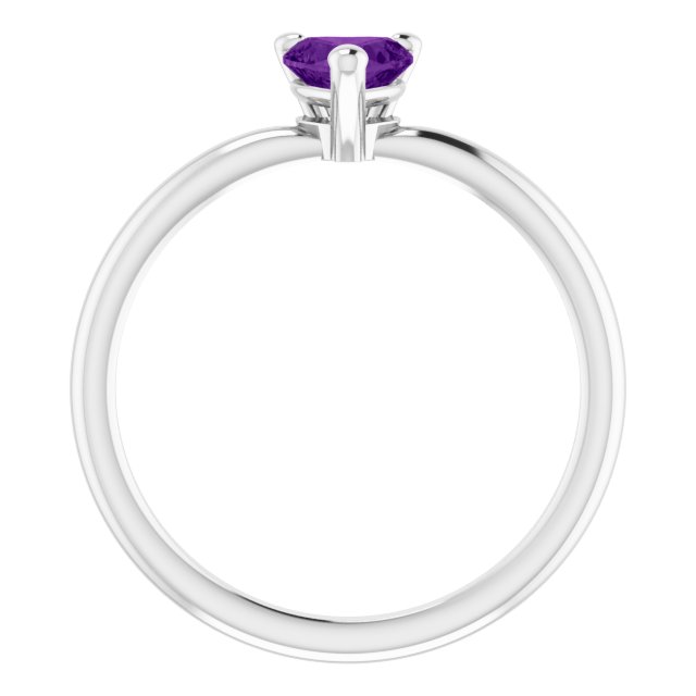 Sterling Silver Natural Amethyst Heart Solitaire Ring