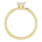14K Yellow Natural White Sapphire Heart Solitaire Ring