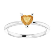 Sterling Silver Natural Citrine Heart Solitaire Ring
