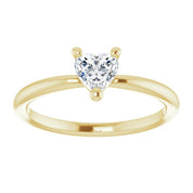14K Yellow Natural White Sapphire Heart Solitaire Ring