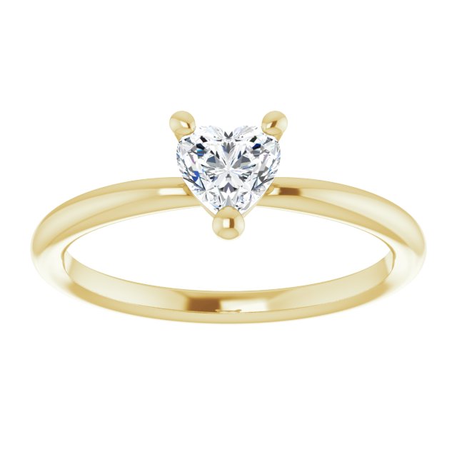 14K Yellow Natural White Sapphire Heart Solitaire Ring