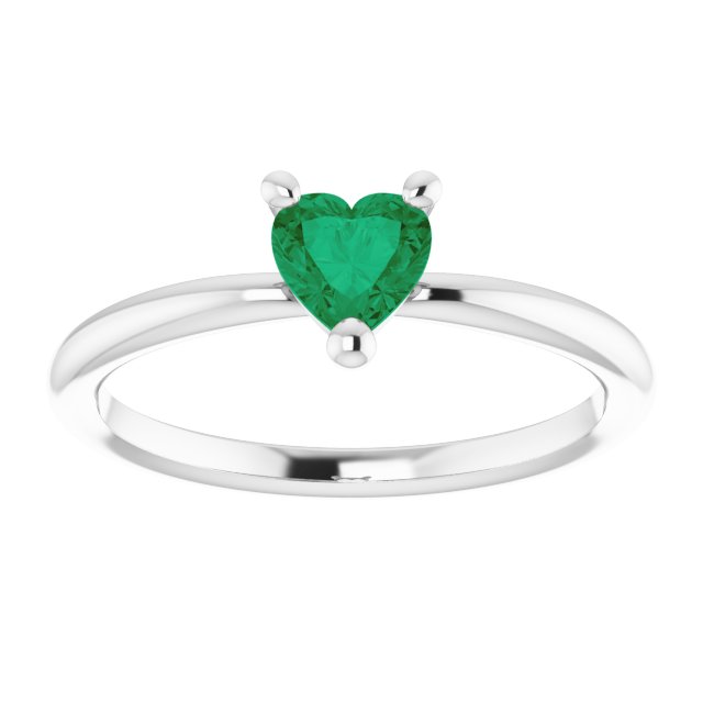 Platinum Lab-Grown Emerald Heart Solitaire Ring