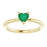 14K Yellow Lab-Grown Emerald Heart Solitaire Ring