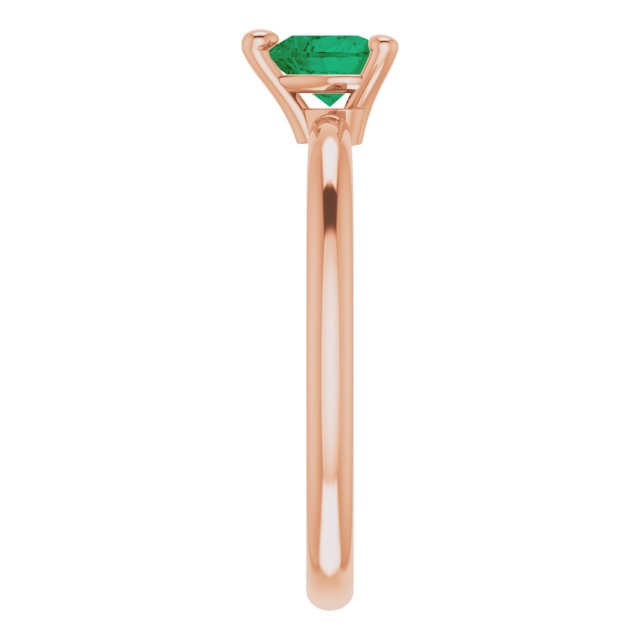 14K Rose Lab-Grown Emerald Heart Solitaire Ring