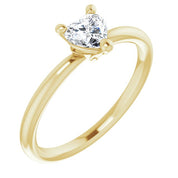 14K Yellow Natural White Sapphire Heart Solitaire Ring