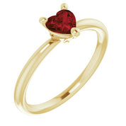 14K Yellow Natural Mozambique Garnet Heart Solitaire Ring