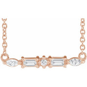 14K Rose 1/6 CTW Natural Diamond Bar 18" Necklace