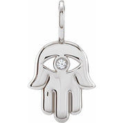Platinum .02 CT Natural Diamond Hamsa Hand Charm/Pendant