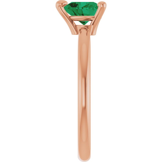 14K Rose Lab-Grown Emerald Heart Solitaire Ring