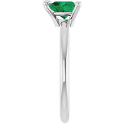 Sterling Silver Lab-Grown Emerald Heart Solitaire Ring