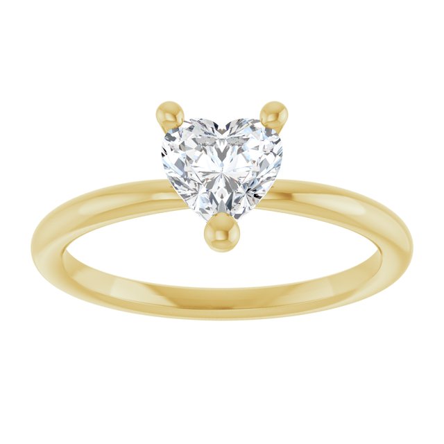 14K Yellow Natural White Sapphire Heart Solitaire Ring