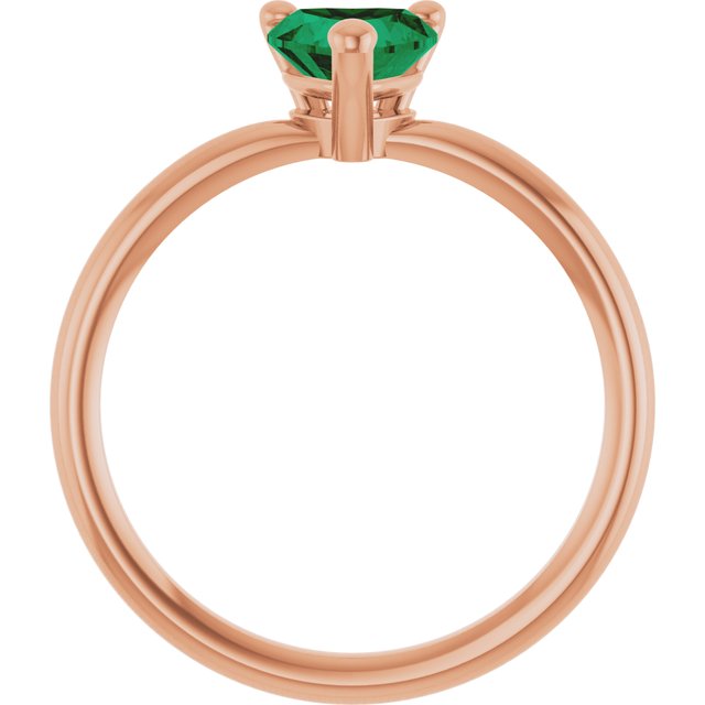 14K Rose Lab-Grown Emerald Heart Solitaire Ring