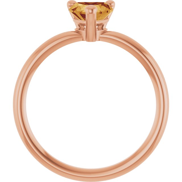 14K Rose Natural Citrine Heart Solitaire Ring