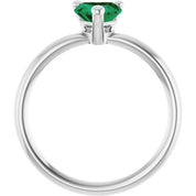 Sterling Silver Lab-Grown Emerald Heart Solitaire Ring