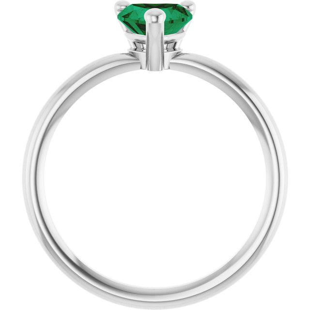 14K White Lab-Grown Emerald Heart Solitaire Ring